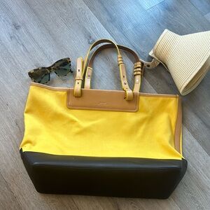 Bally yellow canvas tote